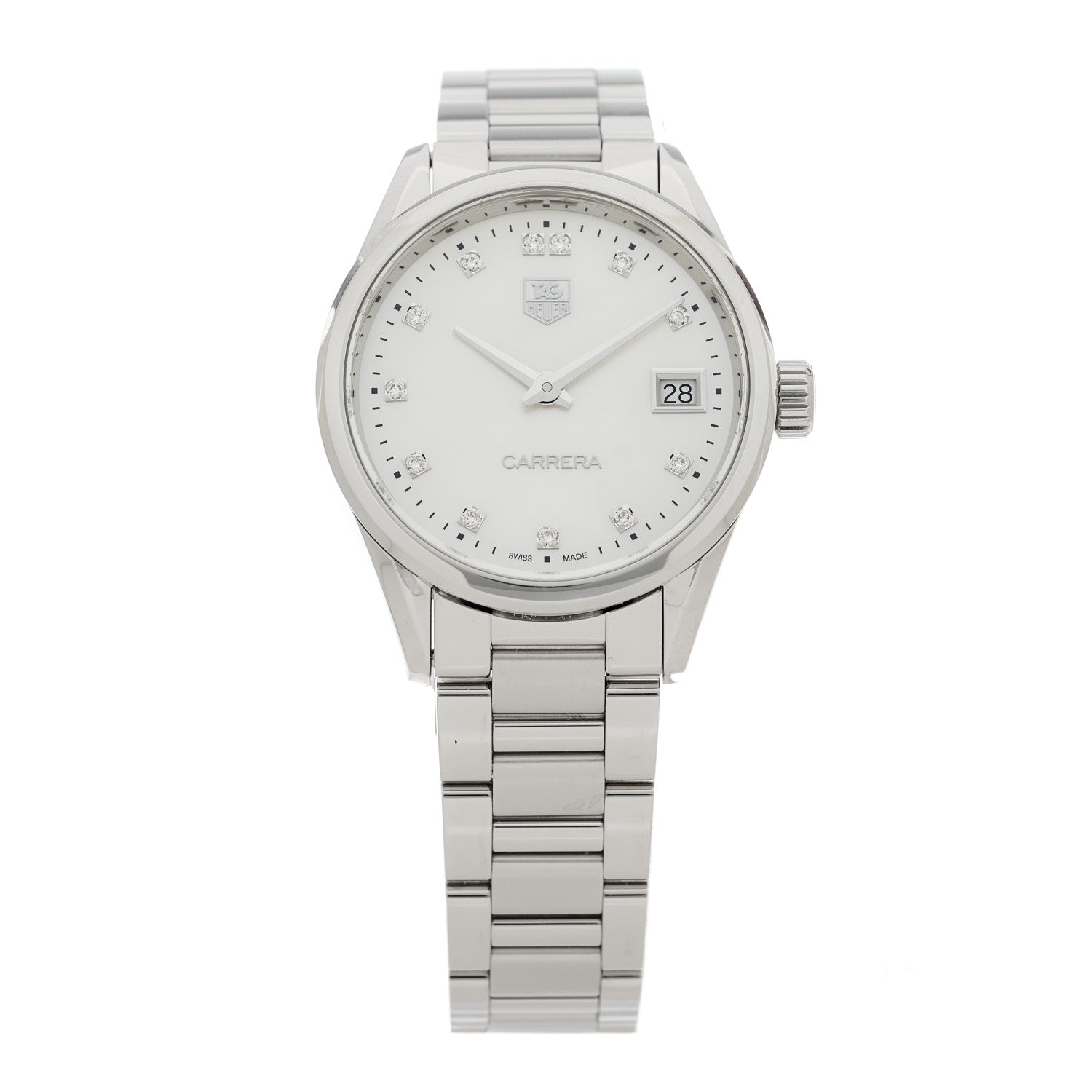 Tag Heuer Stainless Steel Diamond Mother of Pearl 32mm Carrera Lady Quartz Watch WAR1314-0 1 of 4