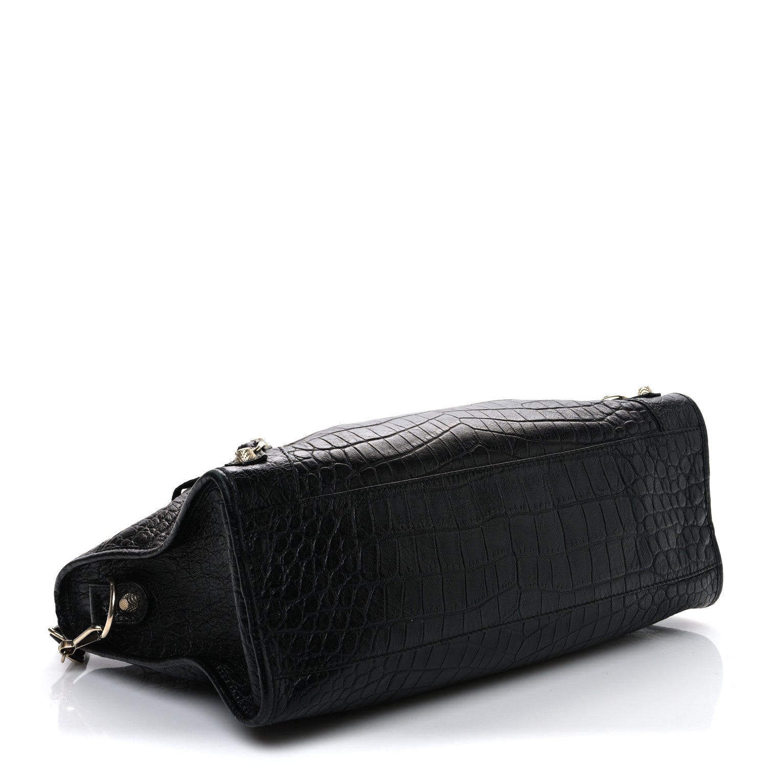 Balenciaga Calfskin Crocodile Embossed Giant 12 Gold Hardware City Black 5 of 13
