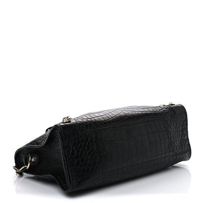 Balenciaga Calfskin Crocodile Embossed Giant 12 Gold Hardware City Black 5 of 13