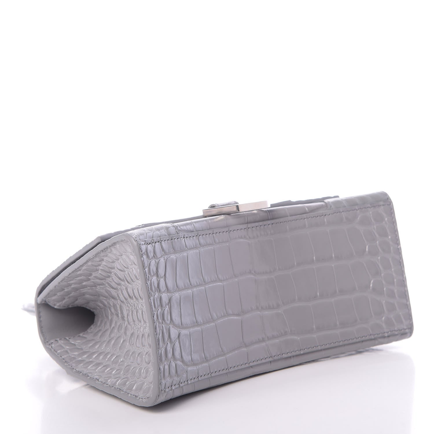 Balenciaga Shiny Calfskin Crocodile Embossed Small Hourglass Top Handle Bag Balenciaga Grey 5 of 11
