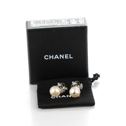 Chanel Crystal Pearl CC Drop Earrings Silver 6 of 6