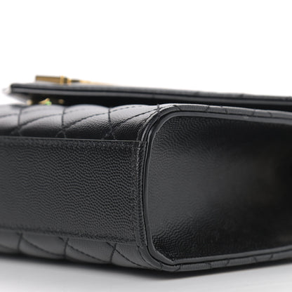 Saint Laurent Grain De Poudre Textured Mixed Matelasse Triquilt Medium Monogram Satchel Black 10 of 12