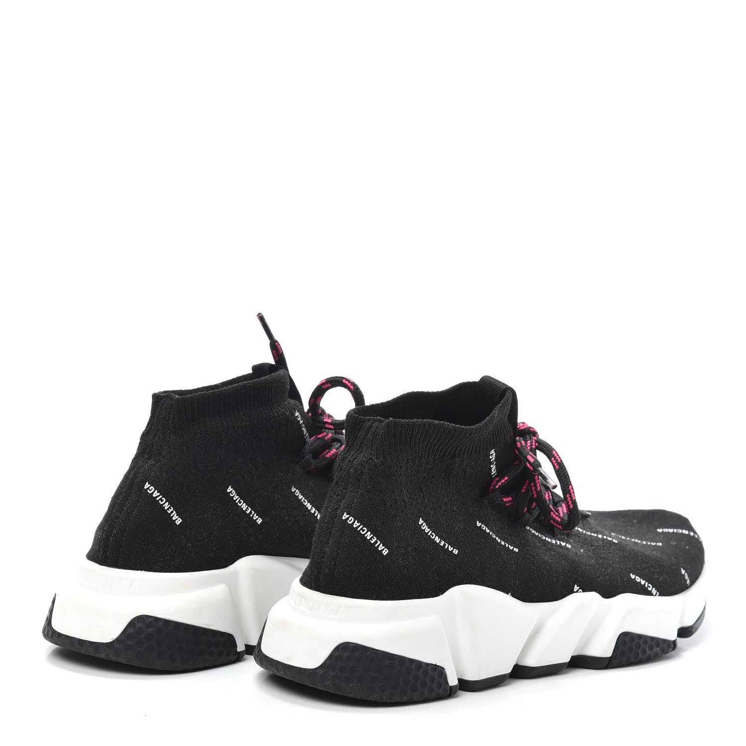 Balenciaga Neoprene Knit Allover Logo Womens Speed Lace Up Sneakers 37 Black 4 of 7