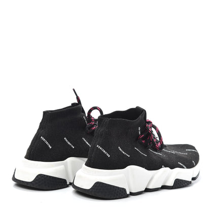 Balenciaga Neoprene Knit Allover Logo Womens Speed Lace Up Sneakers 37 Black 4 of 7