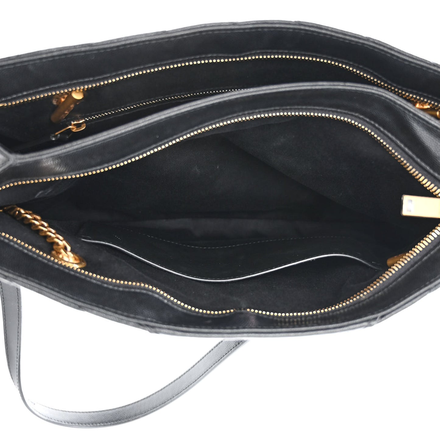 Grain de Poudre Matelasse Chevron Medium Tribeca Shopping Bag Black