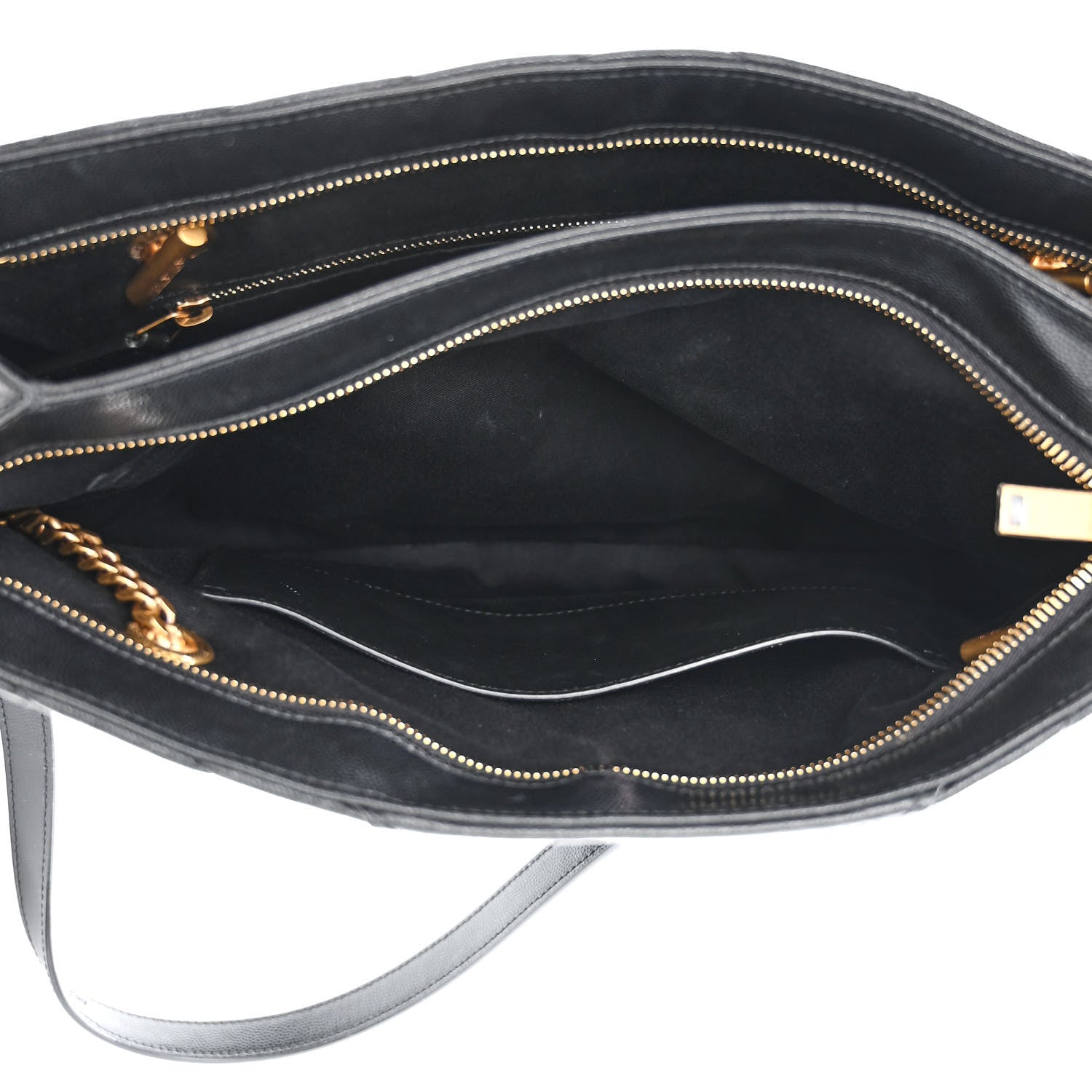 Saint Laurent Grain de Poudre Matelasse Chevron Medium Tribeca Shopping Bag Black 6 of 13