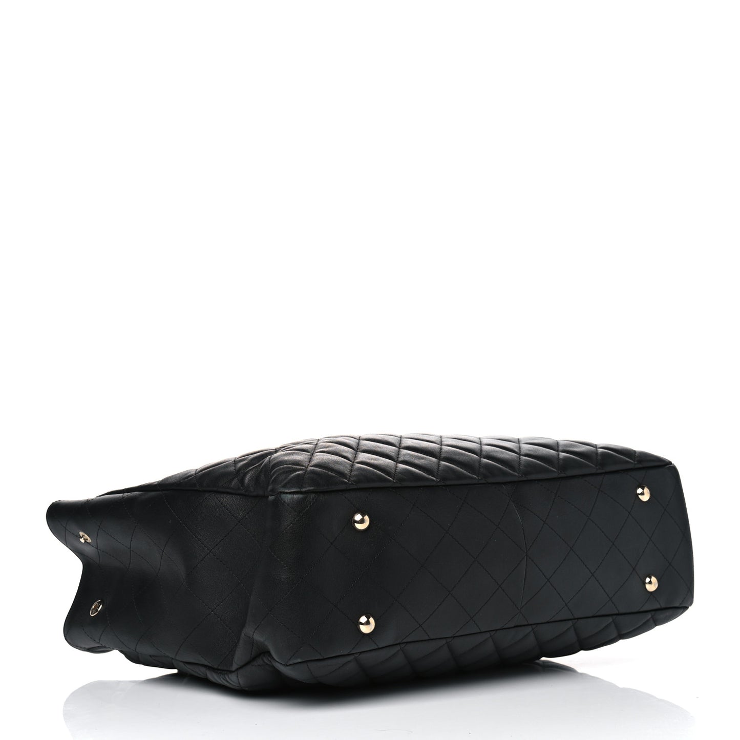 Calfskin Quilted Large CC Shopping Tote Black