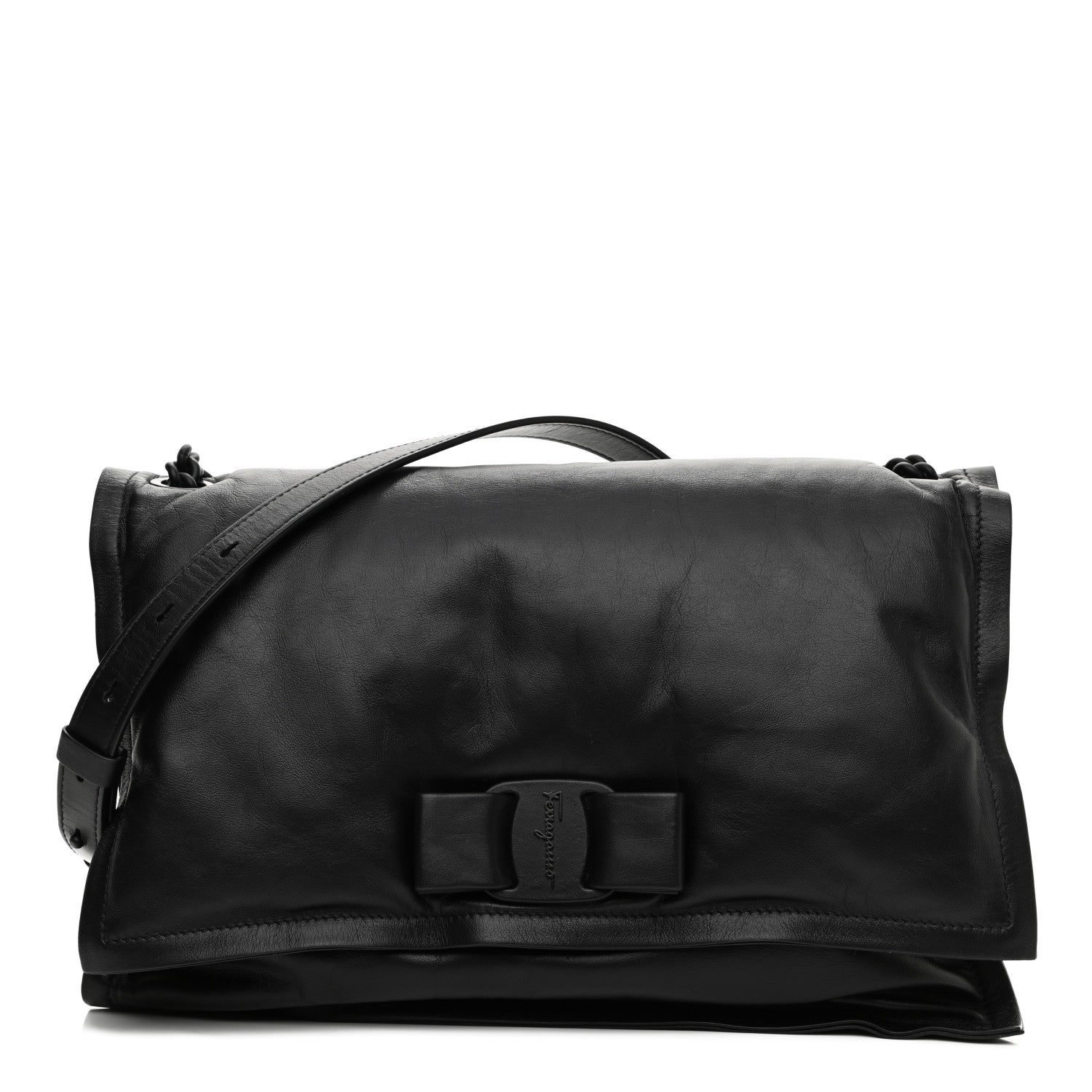 Salvatore Ferragamo Calfskin Medium Viva Bow Shoulder Bag Black 1 of 13