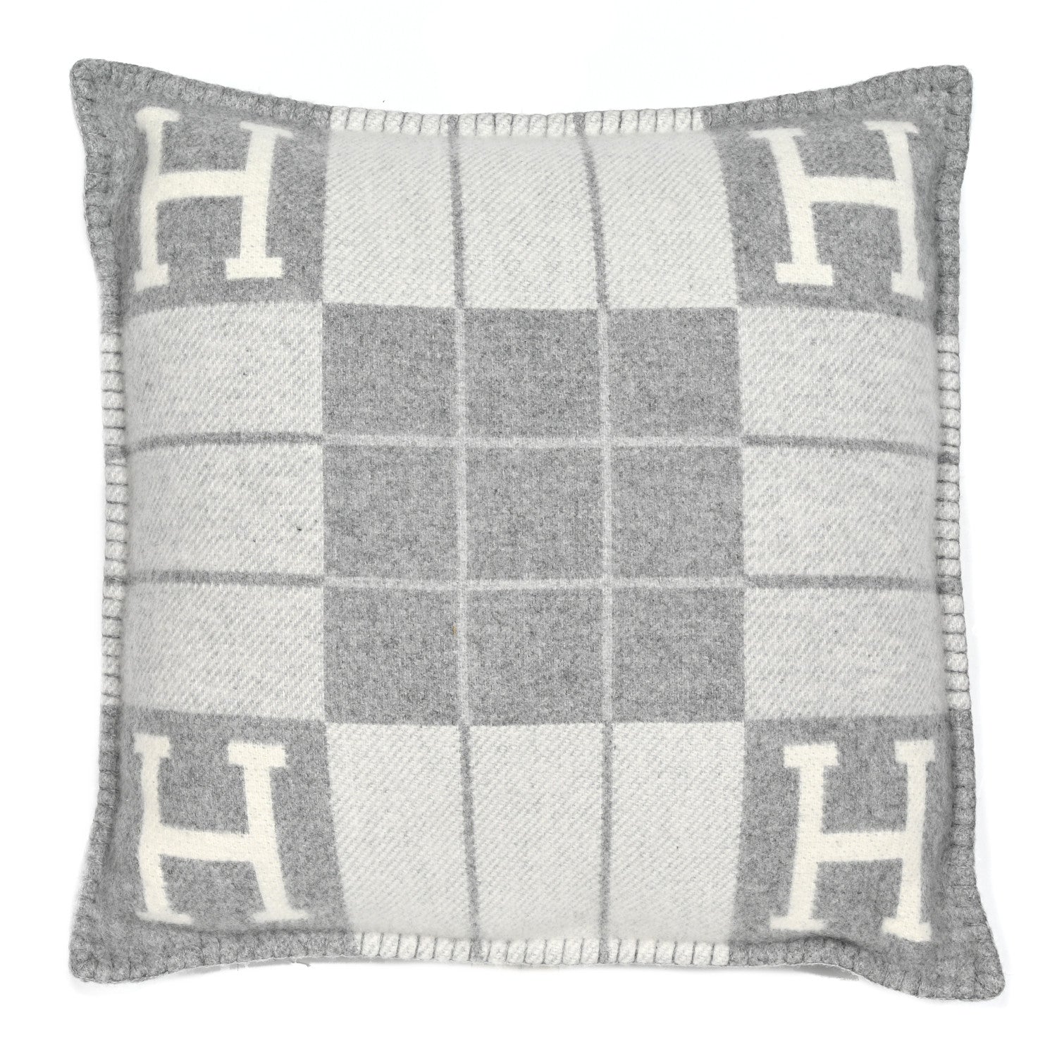 Hermes Wool Cashmere Avalon III Pillow PM Ecru Gris Clair 1 of 3