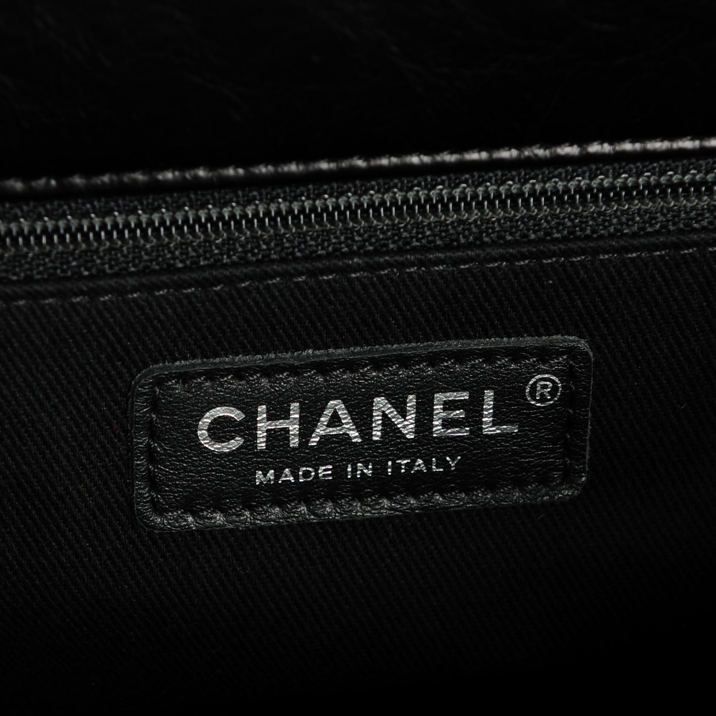 Glazed Calfskin Quilted Small CC Delivery Tote Black