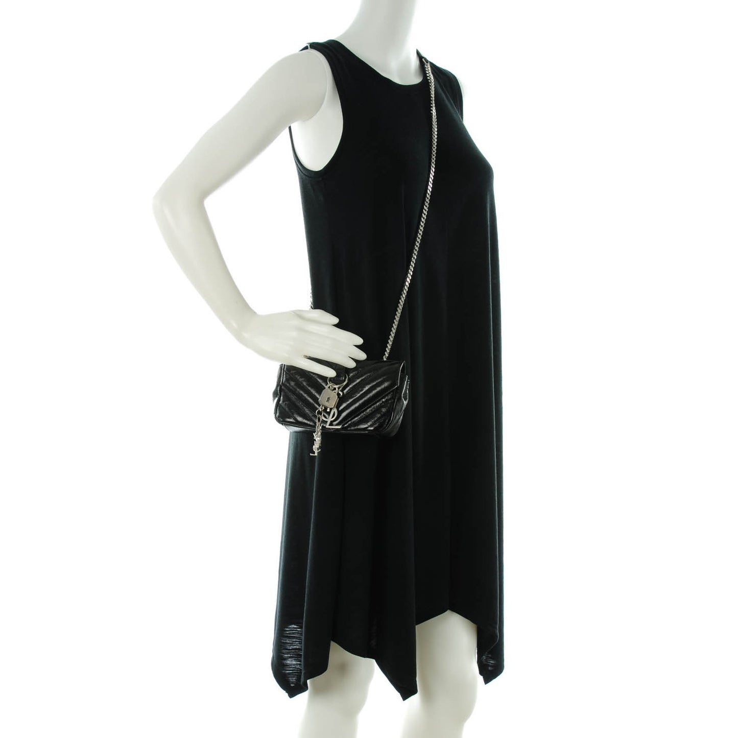 Sheepskin Matelassé Monogram Classic Baby Punk Chain Bag Black