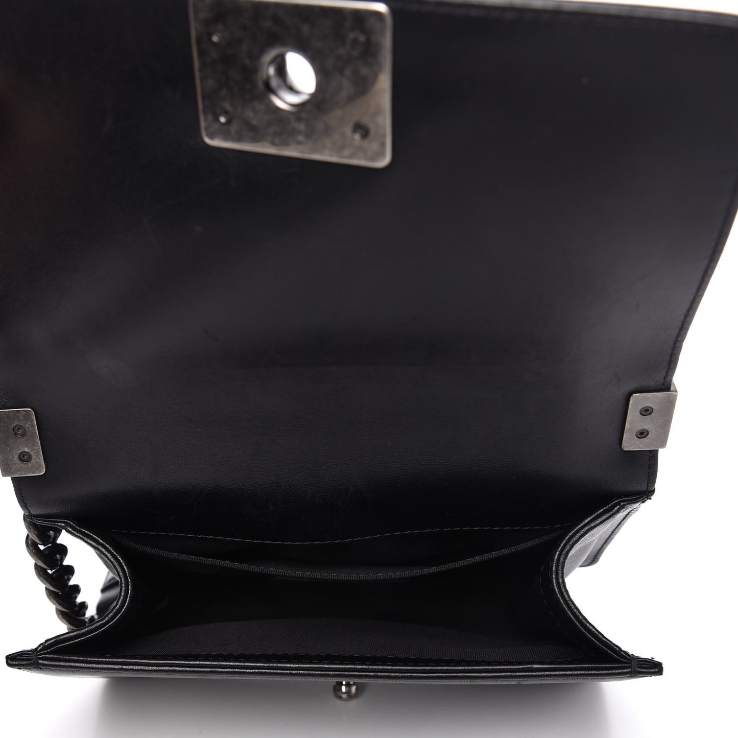 Lambskin Quilted Small Boy Flap Black