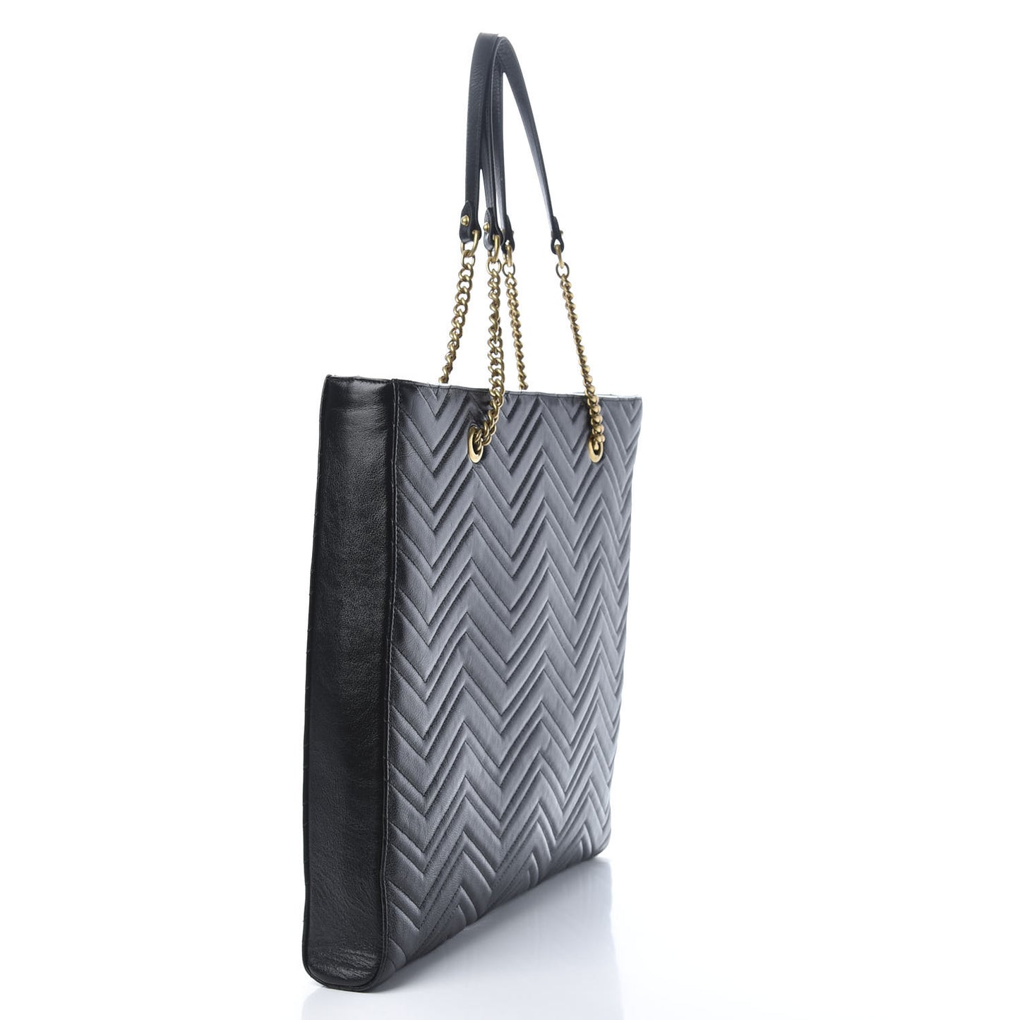 Azalea Calfskin Matelasse Large GG Marmont Slim Tote Black