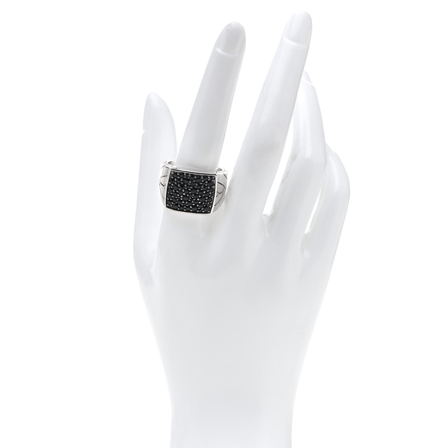 John Hardy Sterling Silver Black Sapphire Modern Chain Signet Ring 62 10 2 of 5