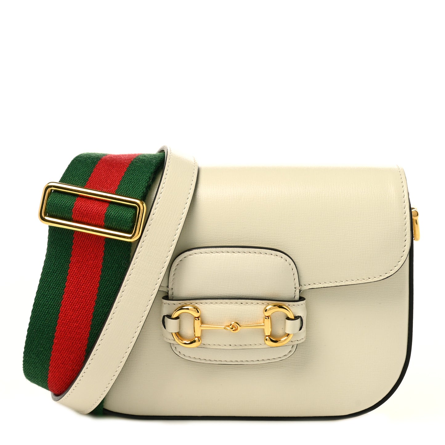 Azalea Calfskin Web Mini Horsebit 1955 Shoulder Bag Mystic White
