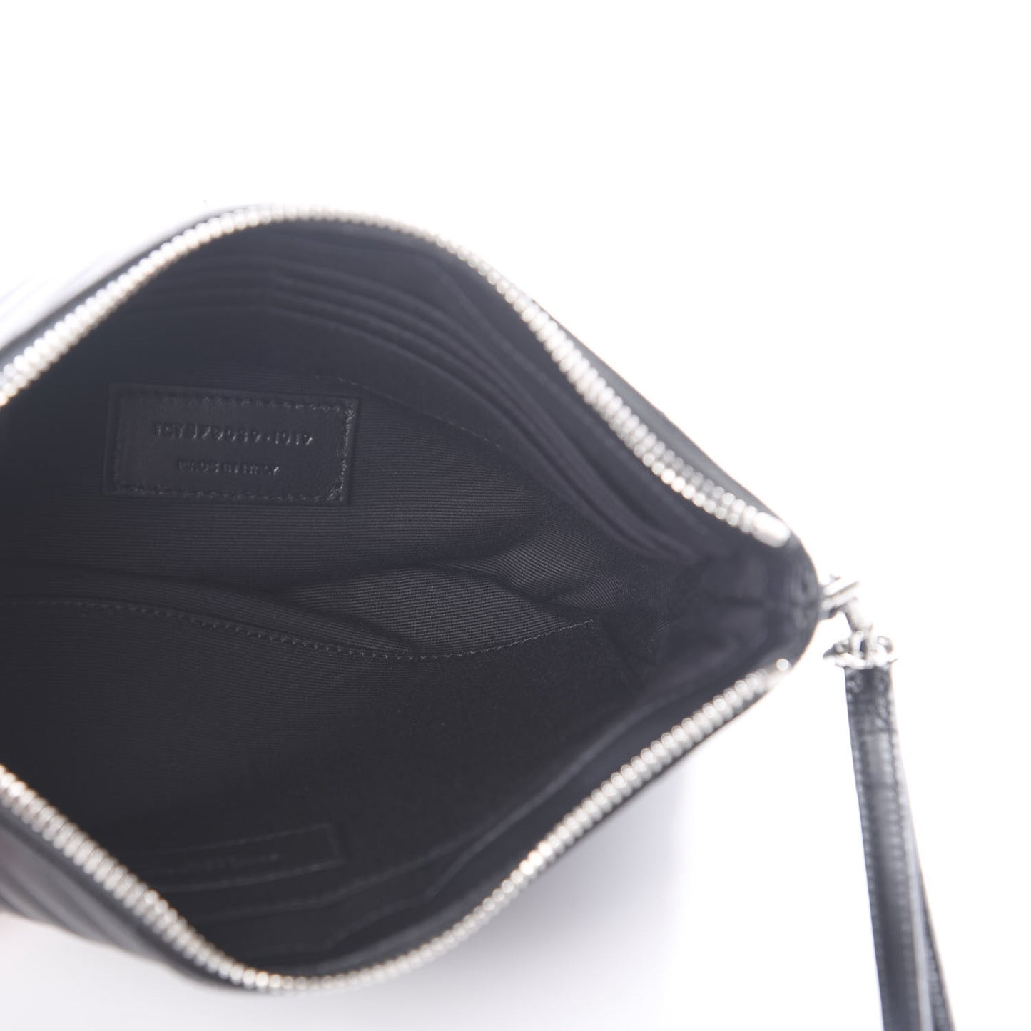 Calfskin Matelasse Chevron Monogram A5 Wristlet Black