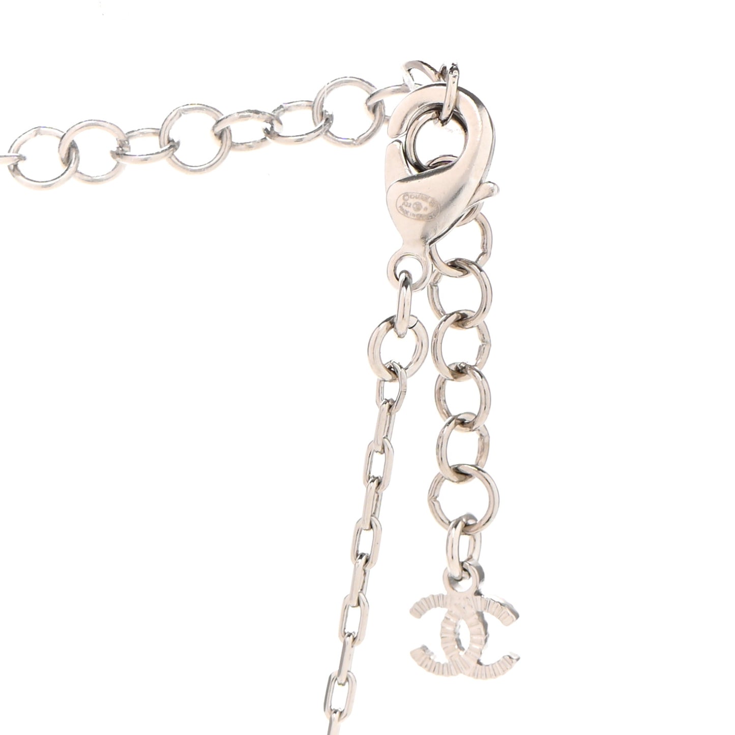 Crystal CC Chain Short Necklace Silver