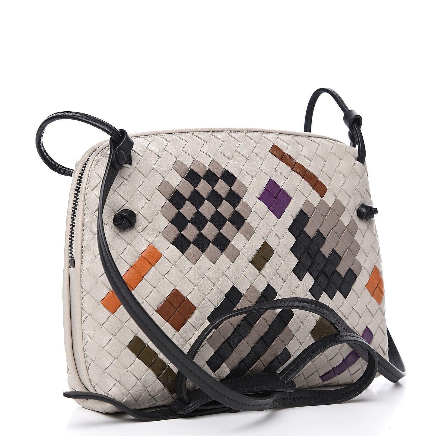 Nappa Intrecciato Nodini Crossbody Messenger Cement Abstract