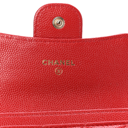 Chanel Caviar Quilted Flap Card Holder Wallet Red 6 of 9