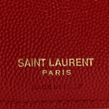 Saint Laurent Grain De Poudre Matelasse Chevron Monogram Zipped Card Case Bandana Red 6 of 11