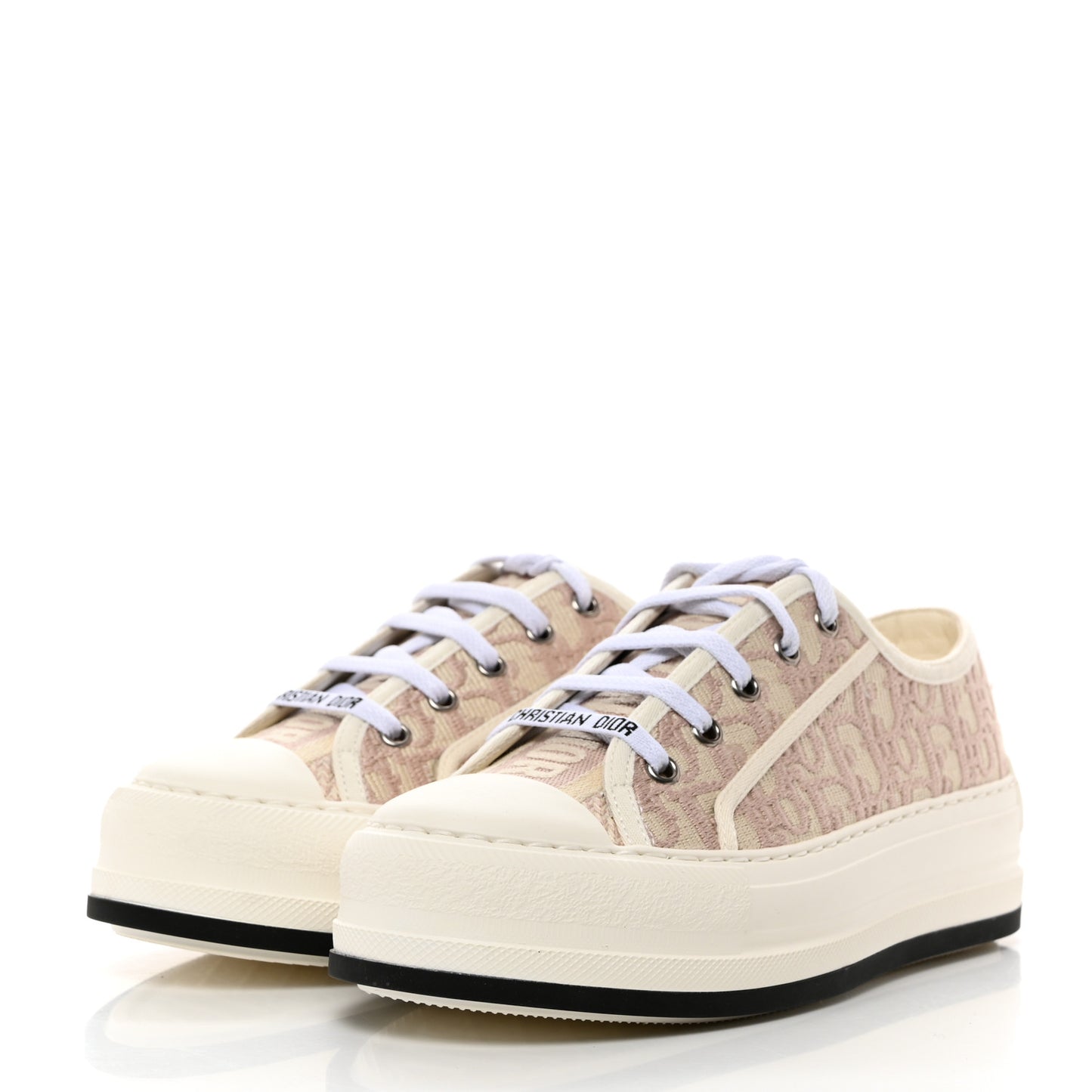Canvas Oblique Walk'N'Dior Low Top Sneakers 37.5 Powder Nude