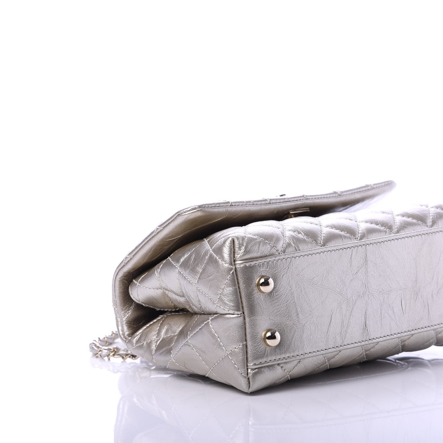 Chanel Metallic Aged Calfskin Quilted Mini Coco Handle Flap Silver 6 of 9
