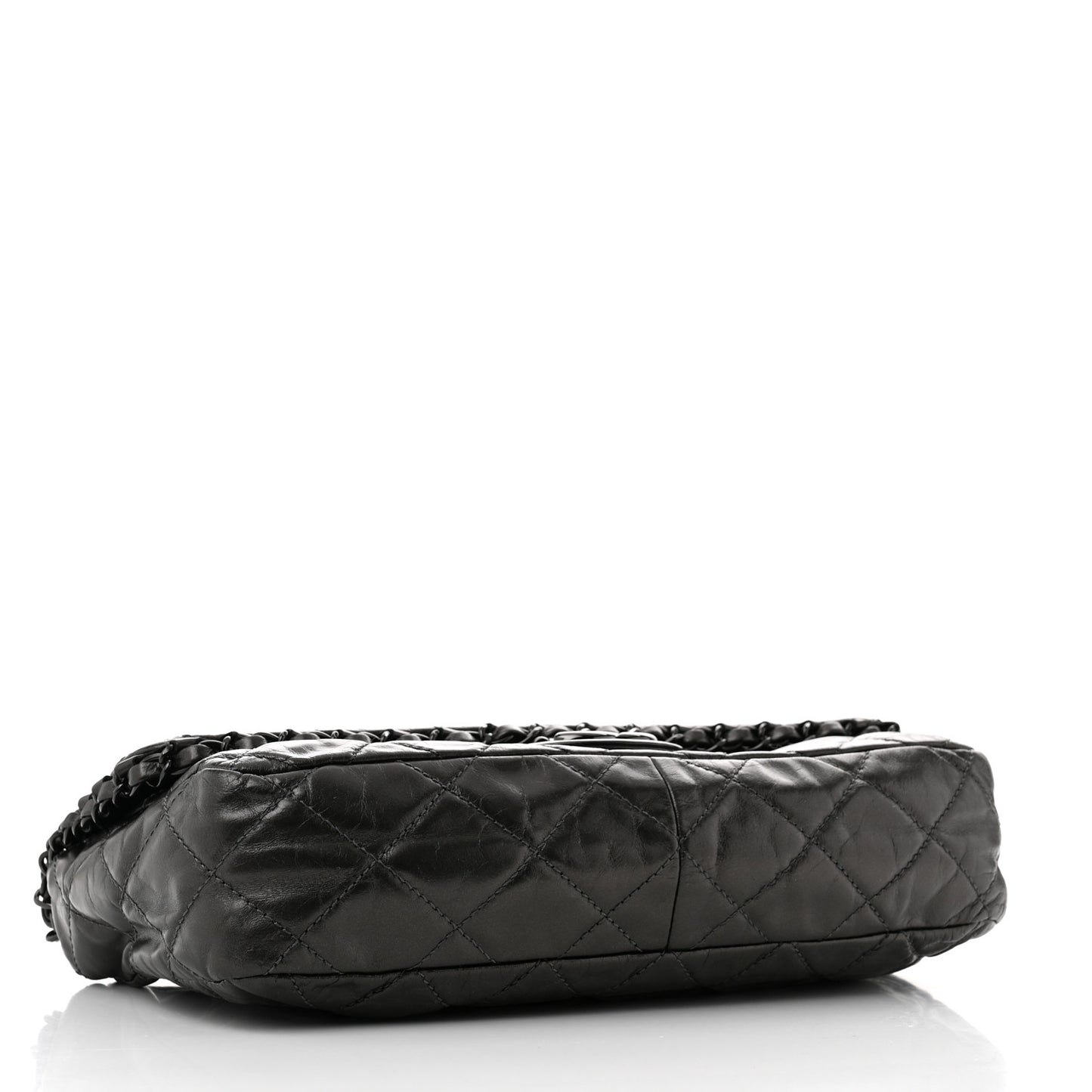 Metallic Calfskin Quilted Medium Chain Me Flap Grey