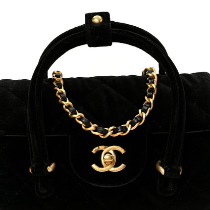Chanel Velvet Quilted Mini Top Handle Flap Black 10 of 13