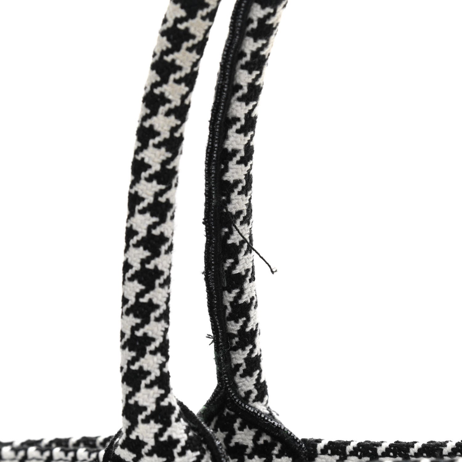 Christian Dior Canvas Houndstooth Embroidered Medium Book Tote Black White 10 of 10