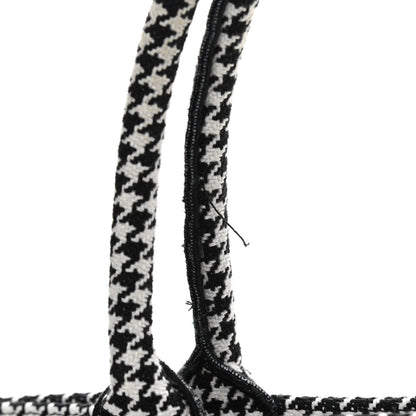 Christian Dior Canvas Houndstooth Embroidered Medium Book Tote Black White 10 of 10