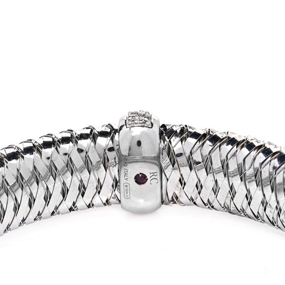Roberto Coin 18K White Gold Diamond Medium Primavera Bangle Bracelet 7 of 8