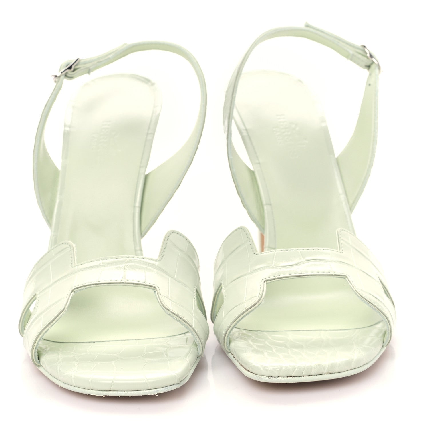 Hermes Alligator Ella 105 Sandals 37.5 Vert D'eau 2 of 9