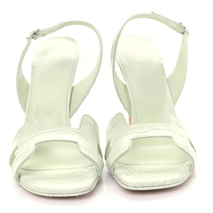 Hermes Alligator Ella 105 Sandals 37.5 Vert D'eau 2 of 9