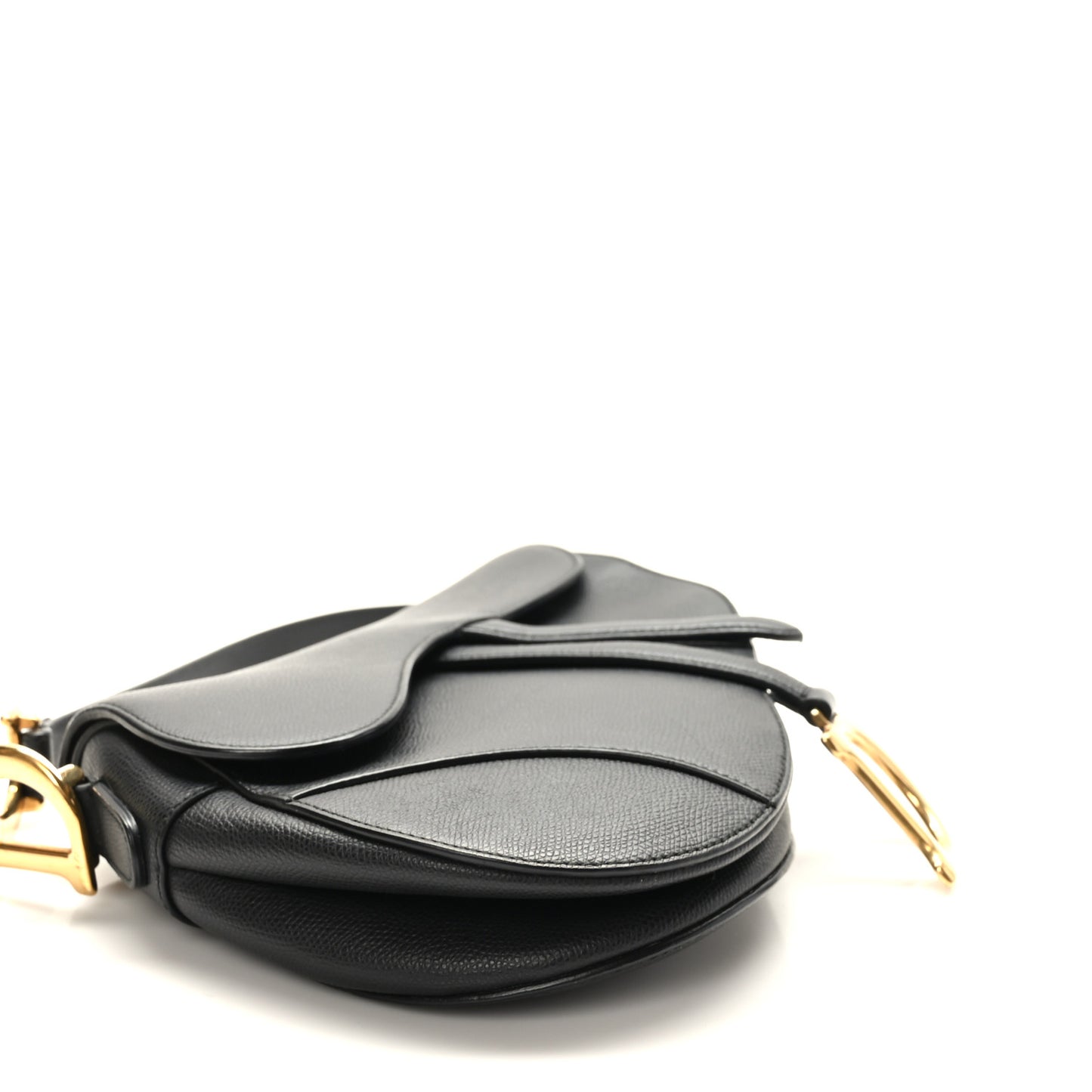 Grained Calfskin Saddle Bag Black