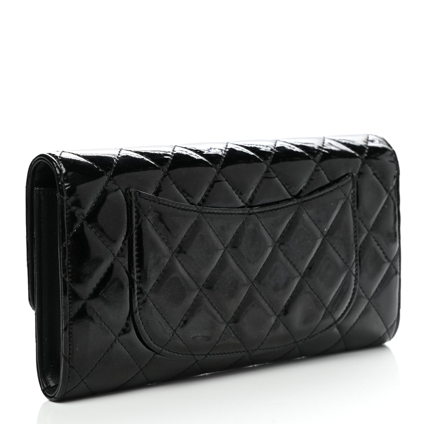 Patent Quilted Travel Wallet Black