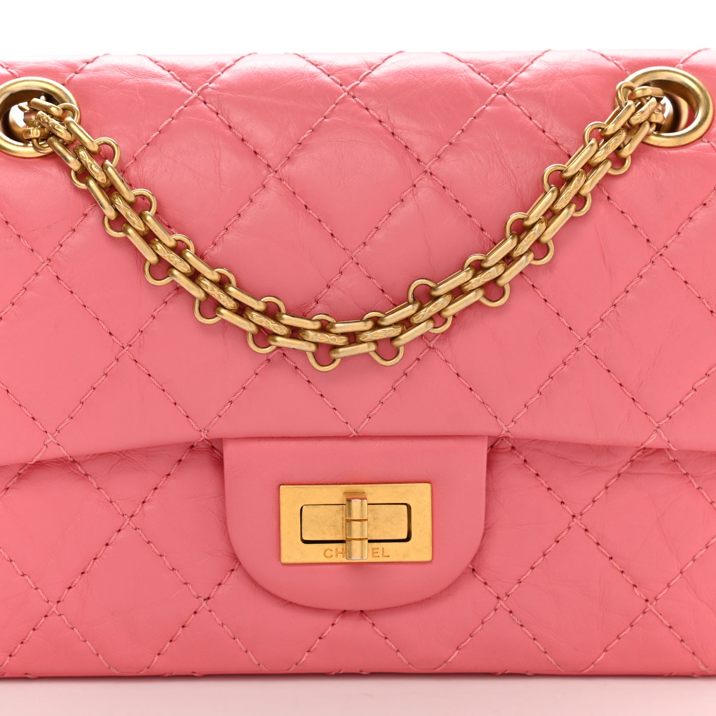 Aged Calfskin Quilted 2.55 Reissue Mini Flap Pink