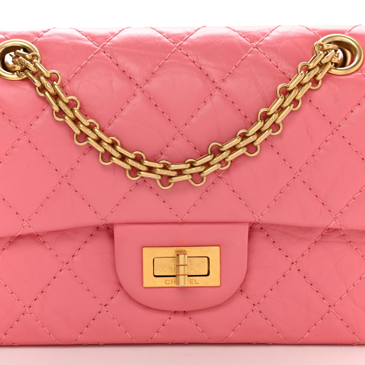 Chanel Aged Calfskin Quilted 2.55 Reissue Mini Flap Pink 8 of 11