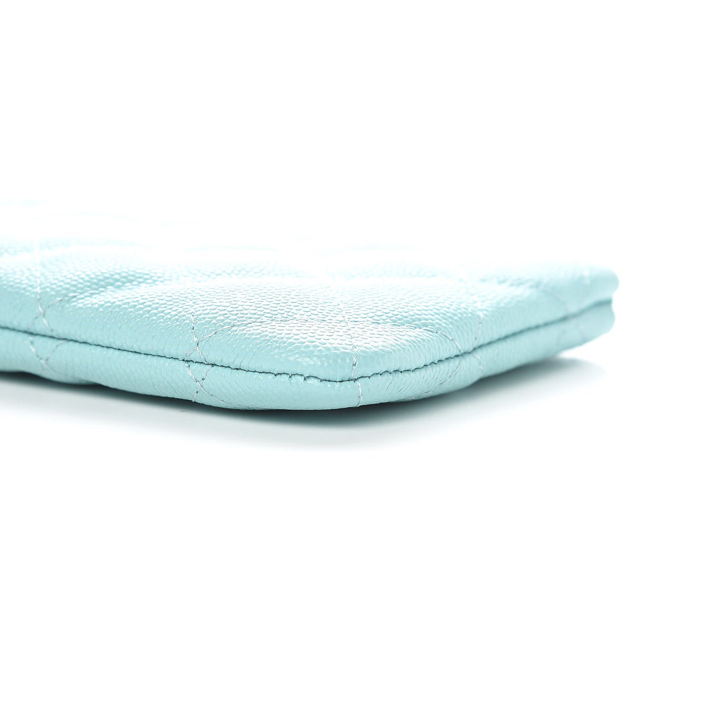 Caviar Quilted Small Cosmetic Case Light Blue