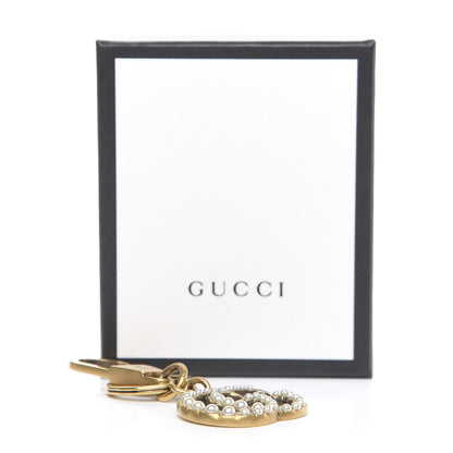 Gucci Metal Interlocking GG Pearl Studded Key Charm Gold 4 of 4