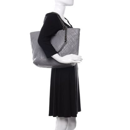 Chanel Calfskin Quilted Large Shopping In Chains Tote Light Grey 3 of 13