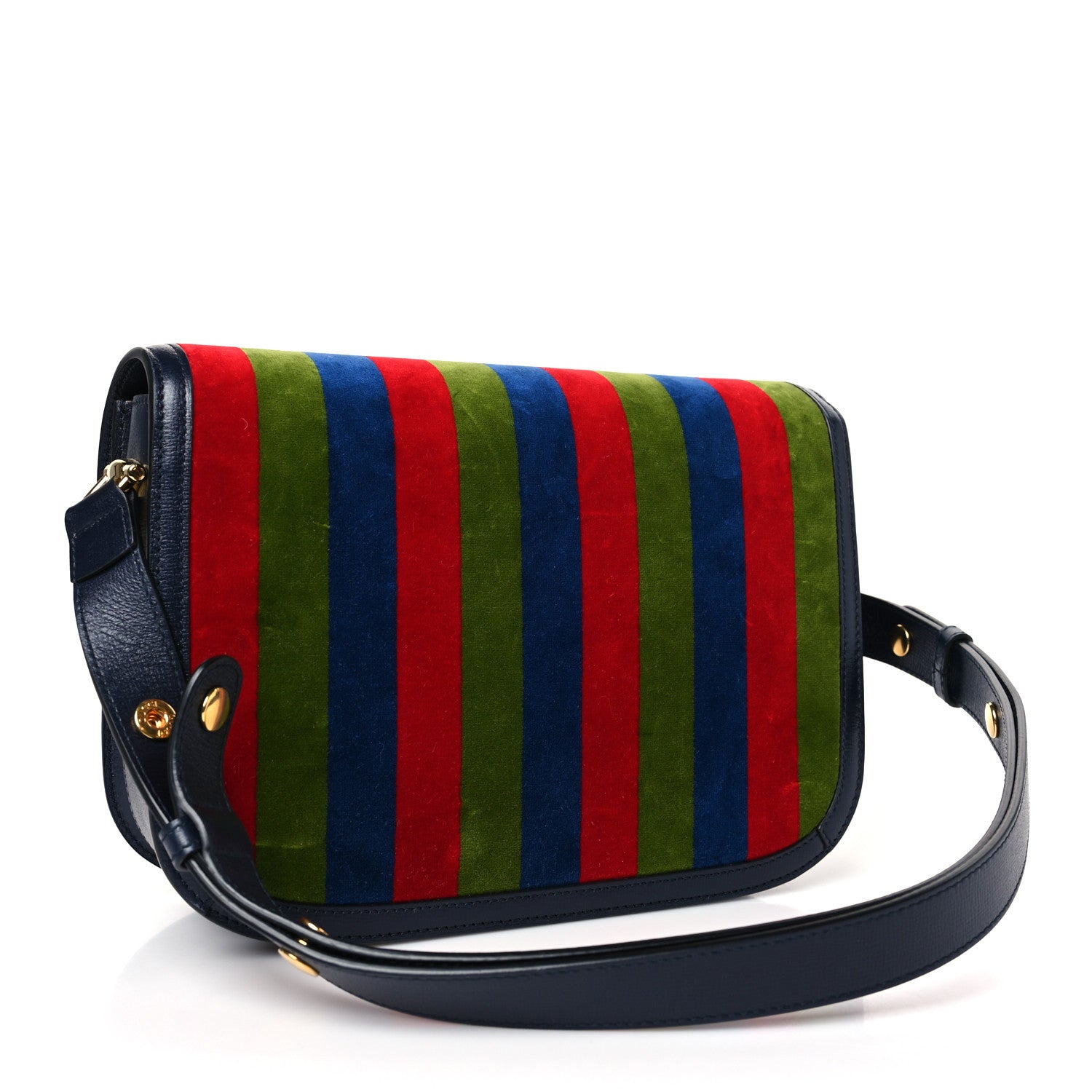 Gucci Velvet Azalea Calfskin Baiadera Stripe Horsebit 1955 Shoulder Bag Multicolor 3 of 9