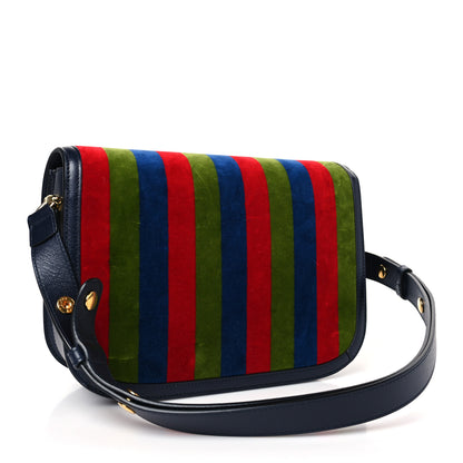 Gucci Velvet Azalea Calfskin Baiadera Stripe Horsebit 1955 Shoulder Bag Multicolor 3 of 9