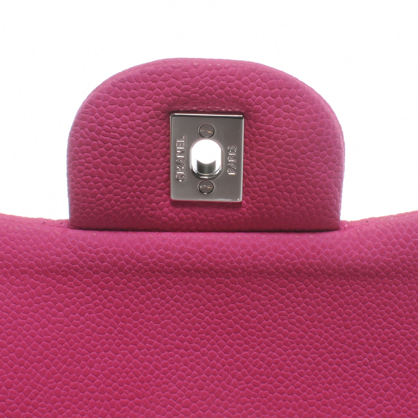 Iridescent Caviar Jumbo Double Flap Hot Pink