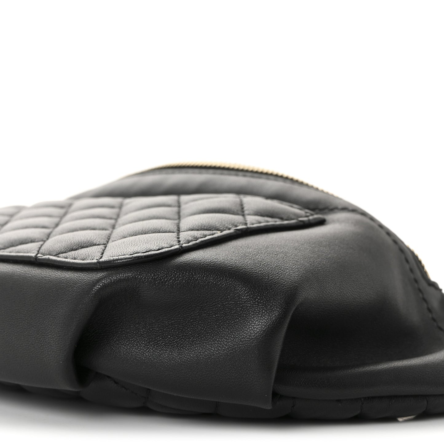 Lambskin Quilted Waist Bag Fanny Pack Black