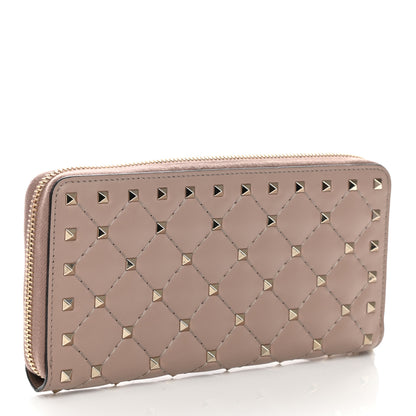 Valentino Garavani Nappa Rockstud Spike Zip Around Wallet Poudre 2 of 8
