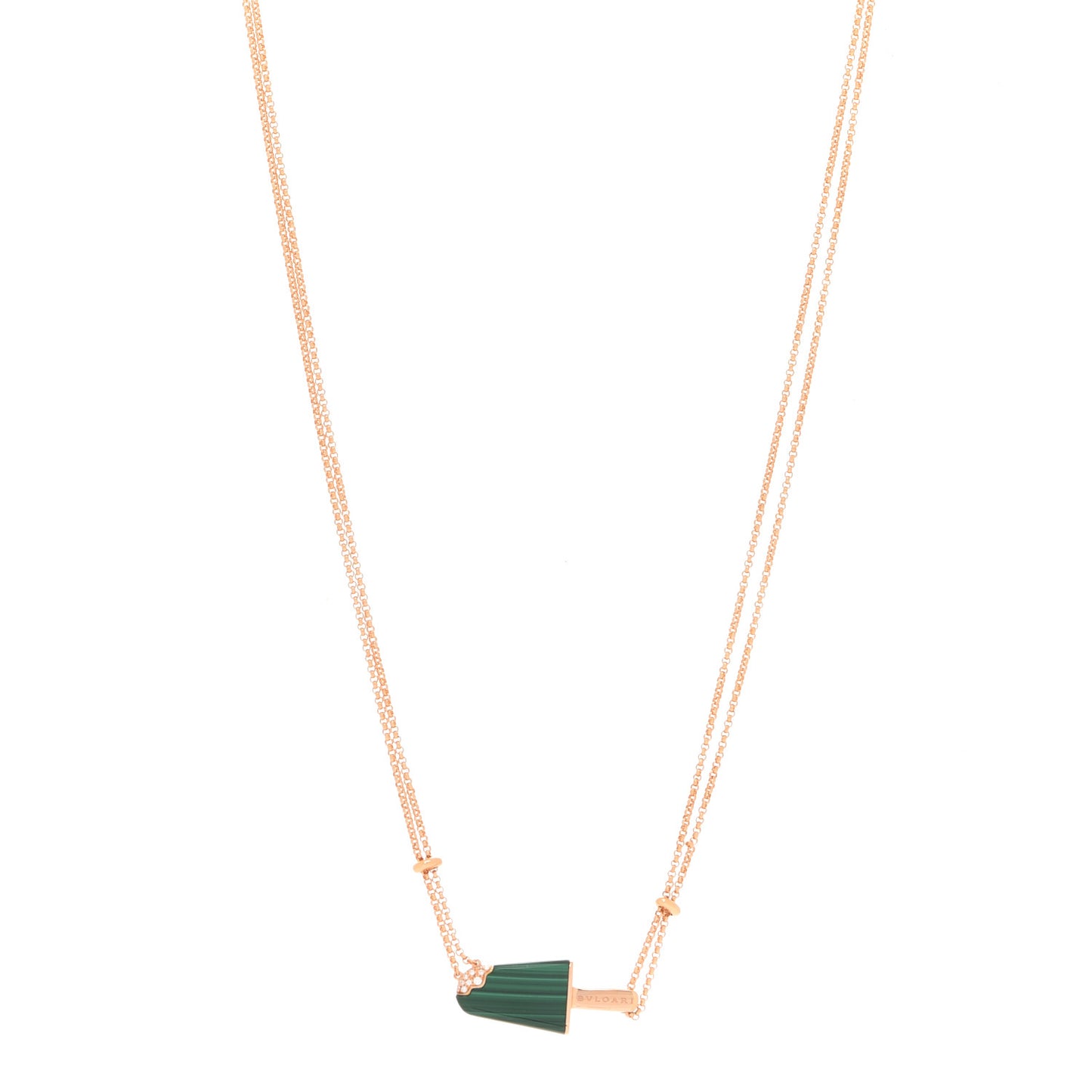 18K Rose Gold Diamond Malachite Gelati Necklace