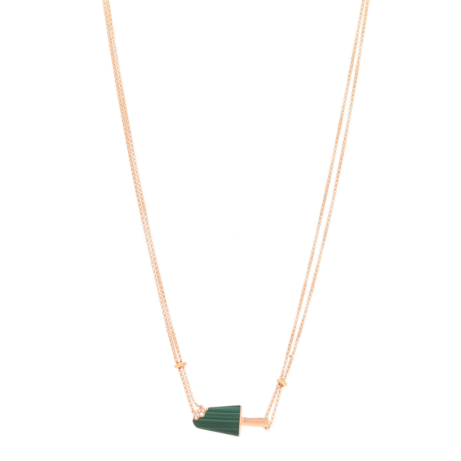 Bulgari 18K Rose Gold Diamond Malachite Gelati Necklace 1 of 6