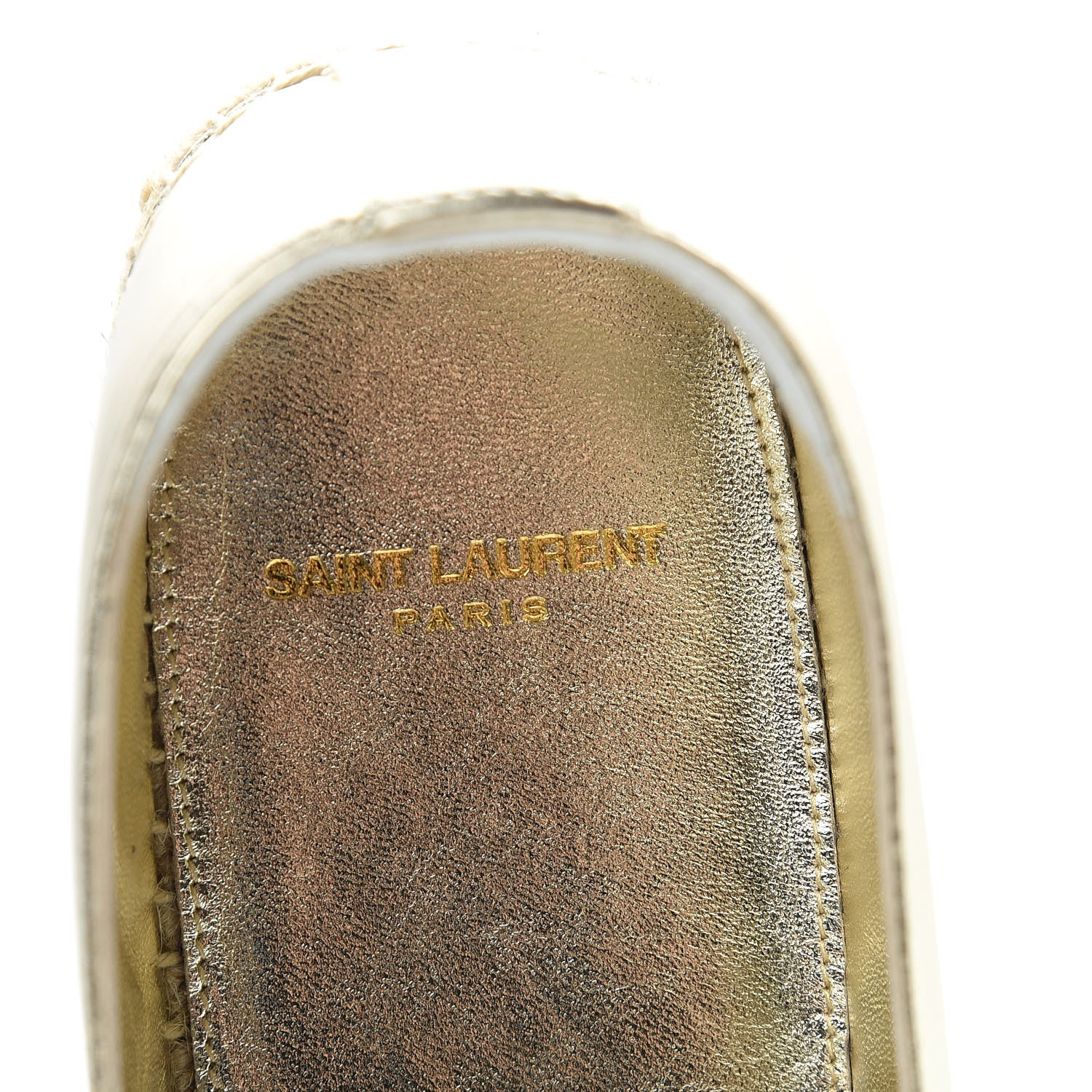 Saint Laurent Metallic Lambskin Monogram Espadrilles 42 Gold 7 of 8