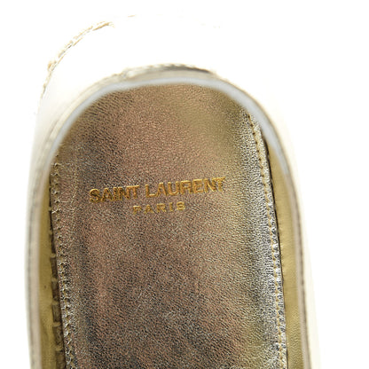 Saint Laurent Metallic Lambskin Monogram Espadrilles 42 Gold 7 of 8