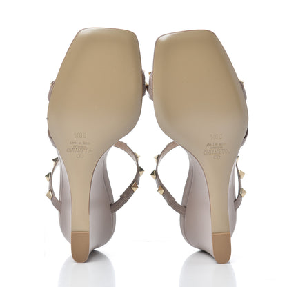 Valentino Garavani Calfskin Rockstud Wedge Slide Sandals 38.5 Poudre 5 of 15